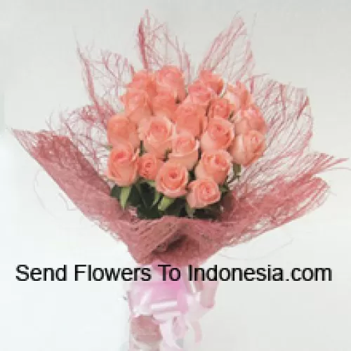 Bunch Of 20 Pink Roses With Seasonal Fillers