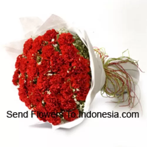 Bunch Of 36 Red Carnations With Seasonal Fillers