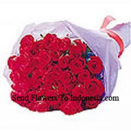 Beautifully Wrapped Bunch Of 24 Red Roses