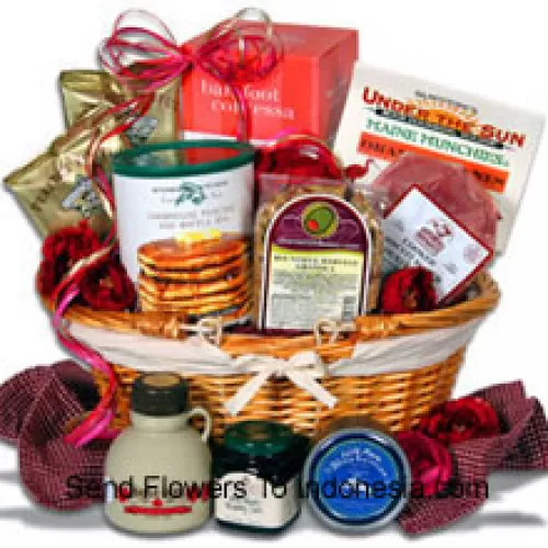 Nothing says, “I love you” like breakfast in bed and this new addition to our outstanding line of Valentines Day Gift Baskets is guaranteed to impress! Get the day started on the right foot, or help savor the night before by making an easy, delicious gourmet breakfast in just a few minutes with this thoughtful and romantic Valentines Day Gift. They'll wake up to the aroma of fluffy pancakes, fresh country ham, authentic maple syrup, blueberry jam and much more! (Please Note That We Reserve The Right To Substitute Any Product With A Suitable Product Of Equal Value In Case Of Non-Availability Of A Certain Product)